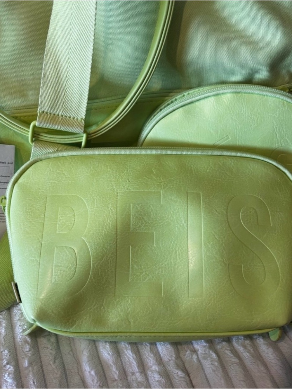 2 Beis Lime Green Make up bags